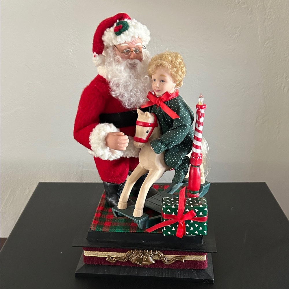 Festive Santa and Child Holiday Decoration